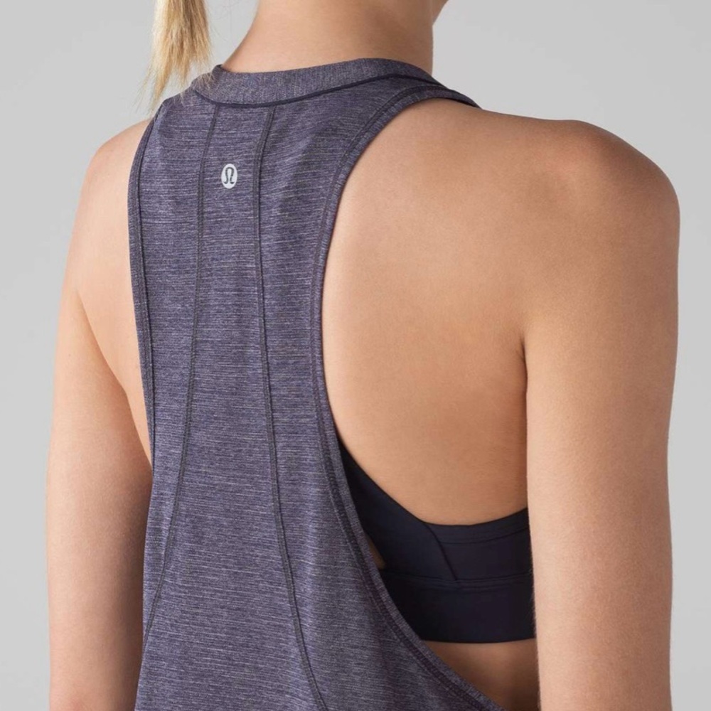 Lululemon Pace Perfect Tank in Heathered Midnight Navy / Midnight Navy - Picture 3 of 14